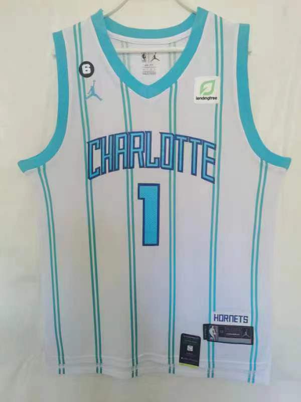 Men Charlotte Hornets #1 Ball White Game 22-23 NBA Jersey->golden state warriors->NBA Jersey